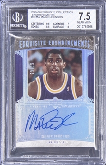 2005-06 UD "Exquisite Collection" Enshrinements #EEMA Magic Johnson Signed Card (#25/25) - BGS NM+ 7.5/BGS 10 